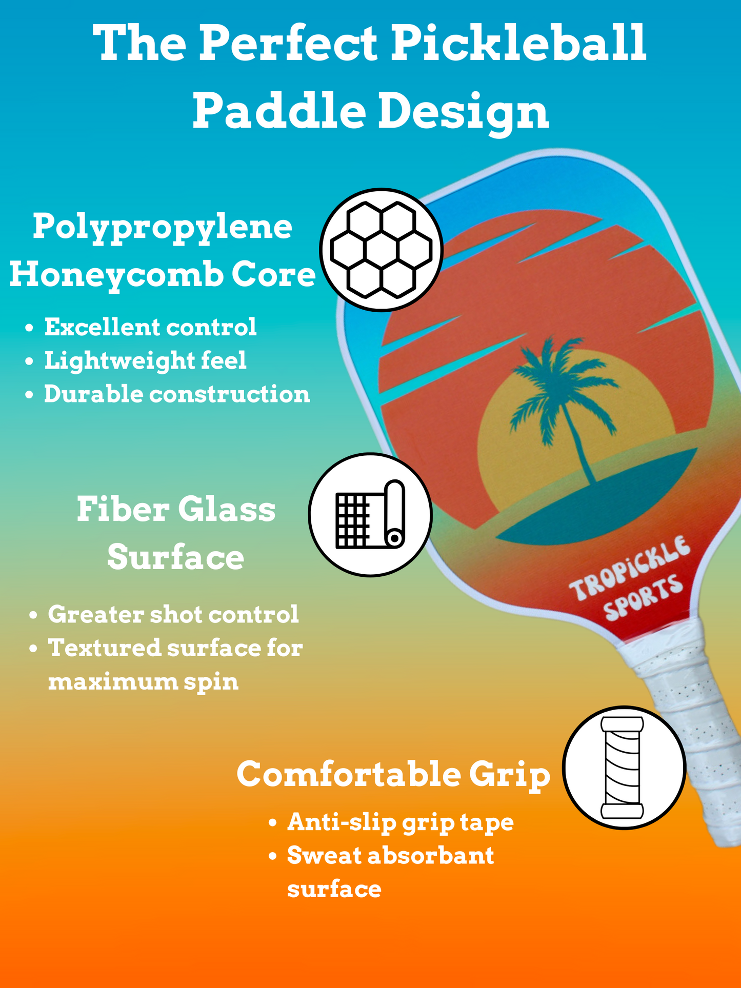 Palm Paradise Pickleball Paddle Set
